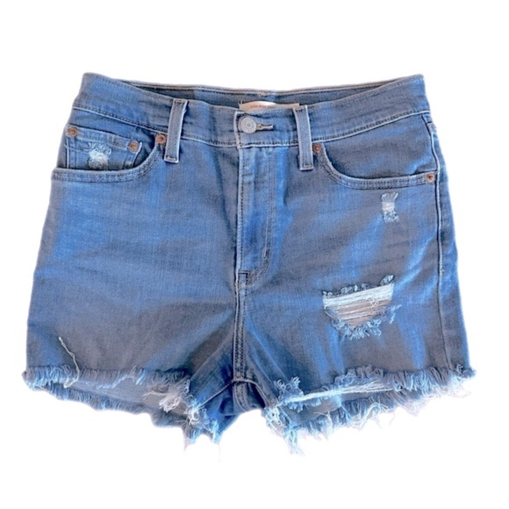 Levi's High-Rise Denim Cut-off Shorts in Sapphire Dust Size 28 - Picture 5 of 9